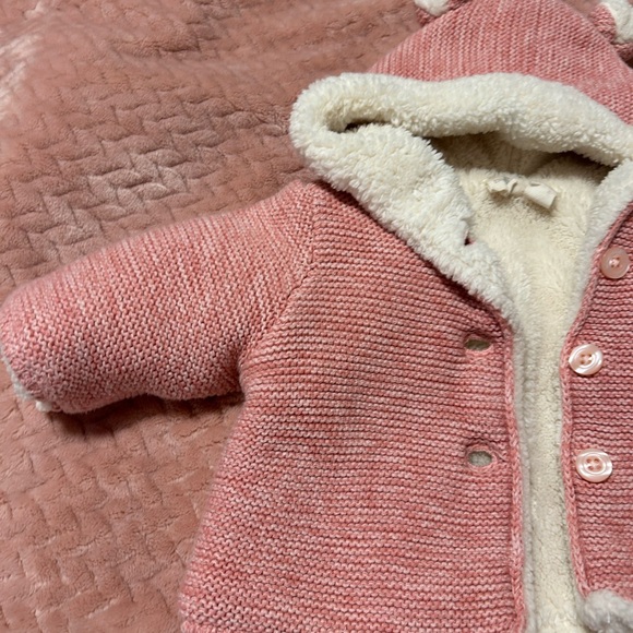 Baby Gap thick Sherpa lined bear button up jacket 0-3 months - Picture 3 of 7